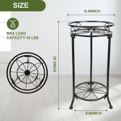 YHIJURS Plant Stand Indoor 2-Tier,20.3 Outdoor Tall Metal Plant Stands Black,Single Corner Heavy Duty Potted Holder Rack Rustproof,Flower Pot Stand for Planter Garden Balcony Patio Office Home