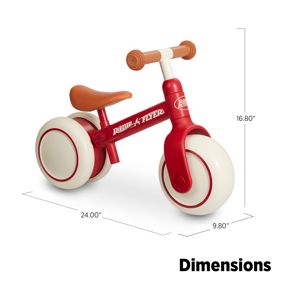 Radio Flyer Steady Start Balance Bike, Red, for Kids Ages 1-3, Pedal Free for Quick Learning, Wide Front and Dual Rear Tires, Tool-Free Adjustable Seat, Quiet Ride Wheels, Kid & Toddler Balance Bikes