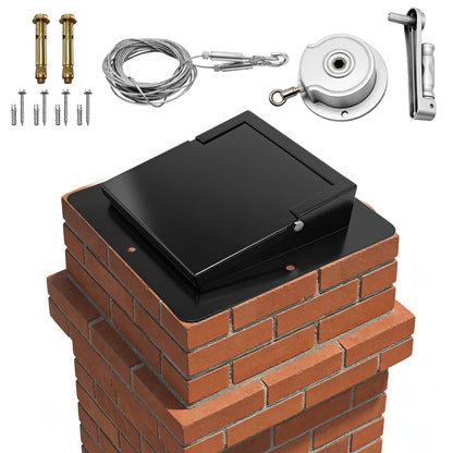 13"x13" Top Mount Chimney Damper with Hand Crank Controller, Thickened Galvanized Steel Fireplace Damper for Wood Burning Masonry Fireplaces, Fully Enclosed Sealing, Energy Efficient & Weatherproof