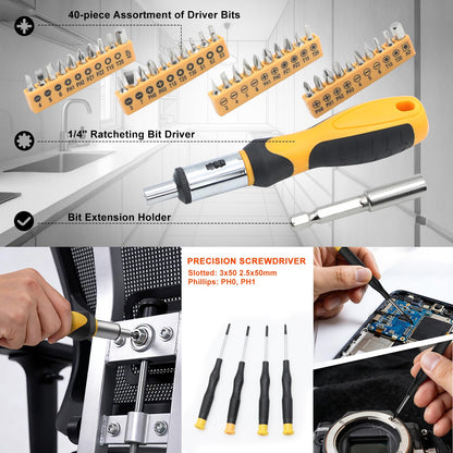 CRESOLVIA 199 Piece Tool Kit for Home,General Household/Auto Repair Tool Set,Basic Hand Tool Kit with Socket Wrench,Tool Box Case for Men,Perfect for Diyer Handyman Homeowner