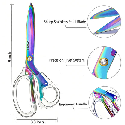 9"Office Scissors for Desk,Craft Scissors,Sharp Titanium Coated Stainless Steel Blades, for Art School Supplies and Daily Family Use/Colour