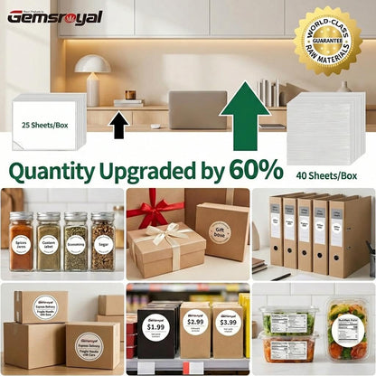 Gemsroyal 3" Round Labels Printable, Matte White Circle Stickers for Inkjet & Laser Printer, Permanent Adhesive Blank Sticker Paper, 40 Sheets, 240 Labels, for Product Merchandising, Favors and Crafts