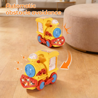 Light Up Train Toy for Toddlers, Transparent Car Toy for Kids with Cool Light and Music Educational Crawling Toys for Baby Boys and Girls