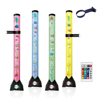 Brewish 4FT Sensory LED Water Bubble Tube Lamp with 16 Color Changing Night Light Effects, Fake Aquarium Tank & Gift for Kids, Autism, Remote Control & 12 Fishes (Wall Bracket Included)