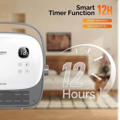 ROVSUN 1500W Wall Heater with Remote Control, Freestanding & Wall-Mounted Electric Space Heater with Portable Handle, 12H Timer, PTC Heating Elements, for Indoor Use, Bedroom, Office, Home, 1 Pack