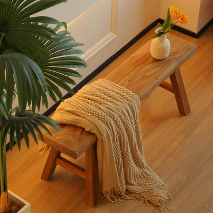 ZPrestiCraftbl Wooden Bench Indoor – Rustic Farmhouse Narrow Entryway Bench with Slim Skinny Design, Natural Solid Wood, Perfect for Dining Room, Bedroom, or End of Bed, 31.5in Length