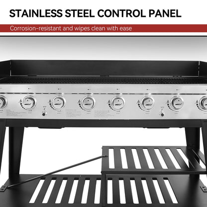Royal Gourmet 8-Burner Gas Grill, 104,000 BTU Liquid Propane Grill, Independently Controlled Dual Systems, Outdoor Party or Backyard BBQ, Black
