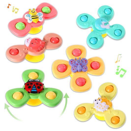 Harrycle 6 Pieces Suction Cup Spinner Toy Sea Theme Sensory Bath Spinner Toys Bear Butterfly Suction Cups for Birthday Learning Game and Party Supplies