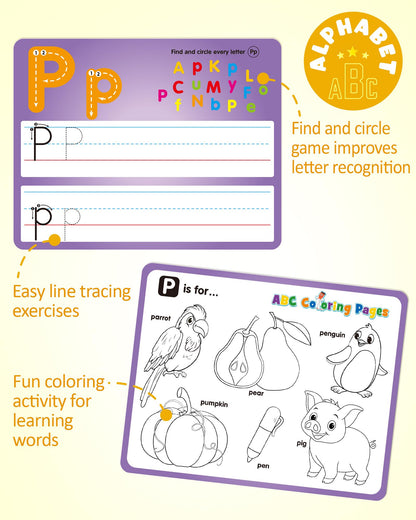 Coogam Handwriting Drawing Practice Cards, 36pcs Alphabet Number Painting Coloring with Pens, Double Sided Write and Wipe Tracing Flashcards, Educational Montessori Toy Gift for 3 4 5 Year Old Kids