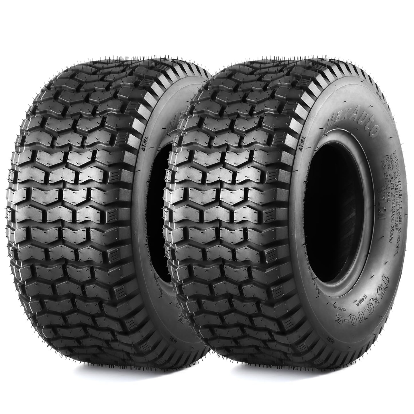 MaxAuto 15x6.00-6nhs Lawn Mower Tires 15x6x6 Lawn Tractor Tire 15x6-6 Turf Tires, 4 Ply Tubeless Tire, 565 lbs Capacity, Set of 2