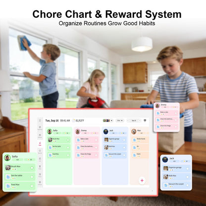 Akimart Calendar: 10.1-inch Wall Planner Digital Calendar & Chore Chart With LED Reminder, Smart Touchscreen Interactive Display for Family Schedules, Hearth Display Digital Calendar, Great for Organizing Your 2026 Year