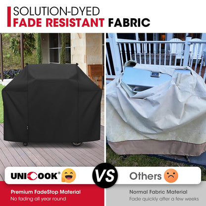 Unicook 58 Inch Grill Cover for Weber Genesis II, LX 300 Series and Genesis 300 Series Gas Grills, Heavy Duty Waterproof Fade Resistant BBQ Cover, All Weather Protection, Compared to Weber 7130