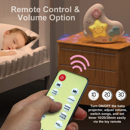 cxjoigxi White Noise Machine and Baby Soother with Remote, 108 Lullaby Music, Soothing Sounds and Night Light for Newborn Nursery Sleeping, Musical Crib Toy, Portable Baby Sound Machine for Travel