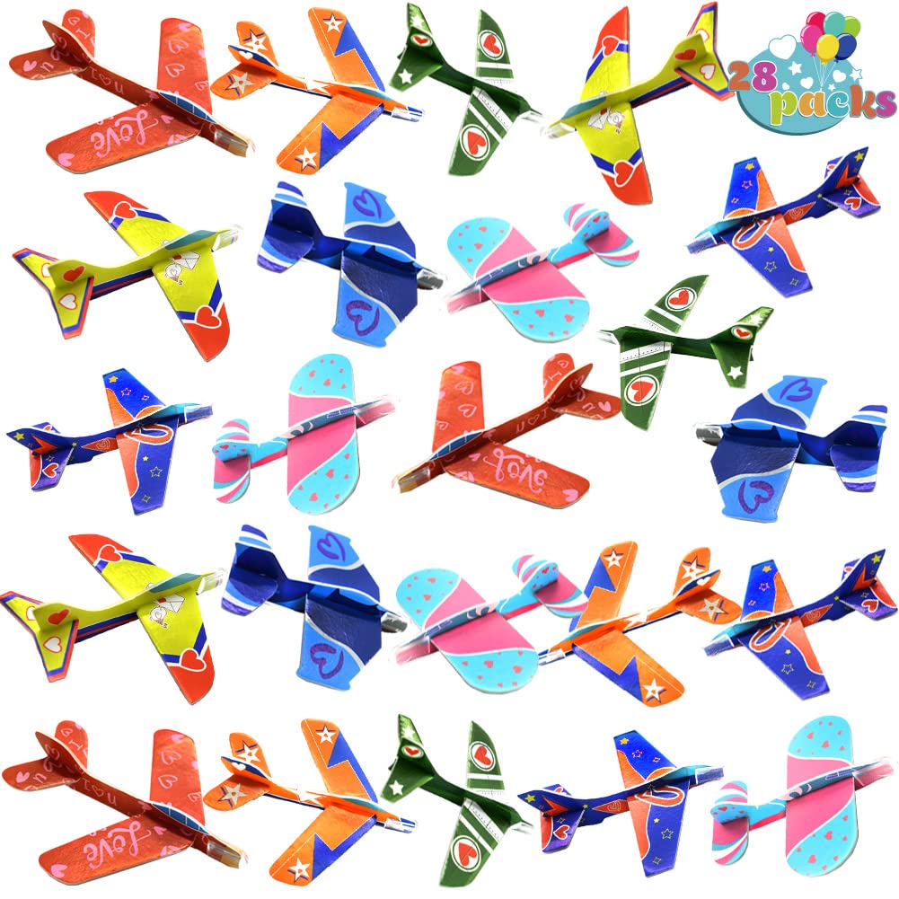 WODMAZ Foam Airplanes Toys for Kids, 7 Different Designs Foam Planes for Boys Girl School Classroom Exchange Prize, Fun Planes Easter Party Favors Easter Basket Stuffers