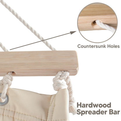 SUNCREAT Double Outdoor Hammock with 15 ft Stand, Standing Patio Hammocks for Outside, Beige