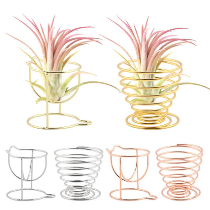 Kakalote 6pcs/pack Air Plant Holders, Geometric Metal Plants Stand Planter Shelves, Airplant Container Tillandsia Holder, Airplants Rack Tabletop Decor for Plant Lovers(cat + spring shape)