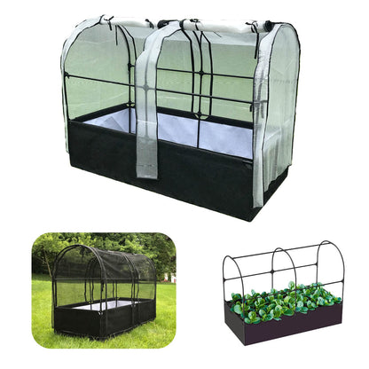 SIMPO 3-in-1 Garden System: Fabric Raised Garden Bed + Greenhouse Cover + Protective Net (36” x 72” x 53”)