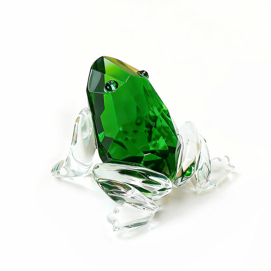 H&D HYALINE & DORA Small Crystal Frog Figurine Collection Paperweight Table Centerpiece Ornament(Green)
