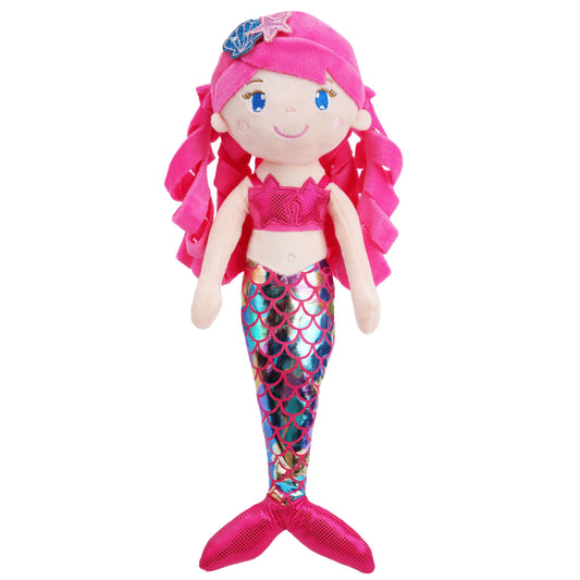 June Garden 15.5" Sparkly Mermaid Larissa - Soft Mermaid Plush Stuffed Doll Gift for Toddler Girls