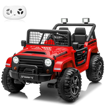 ANRLI 24V XL Ride on Car with Remote Control, 2 Seater 4WD/2WD Switchable Electric Car for Kids w/20 Inch Wide Seat, Gift Flower, 4X200W Power Car Wheels 24 Volt Big Trucks for Boys Girls, Red