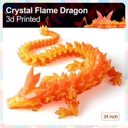 24”3D Printed Dragon Large 3D Dragon--Bigger Fidget Toy Gift for Kids, Boys, Girls & Adults,Cool Giant Crystal 3-D Printed Animals Desk Decor, Easter Basket Essentials(Flame Colour, 24inch)