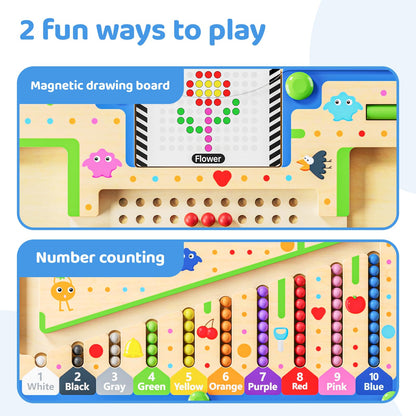 zhiwuzhu 2 in1 Magnetic Color and Number Maze,Wooden Montessori Preschool Learning Activities Toys,Toddler Travel Essentials Toys,3 4 5 Year Old Boy Girl Birthday Gift Toys