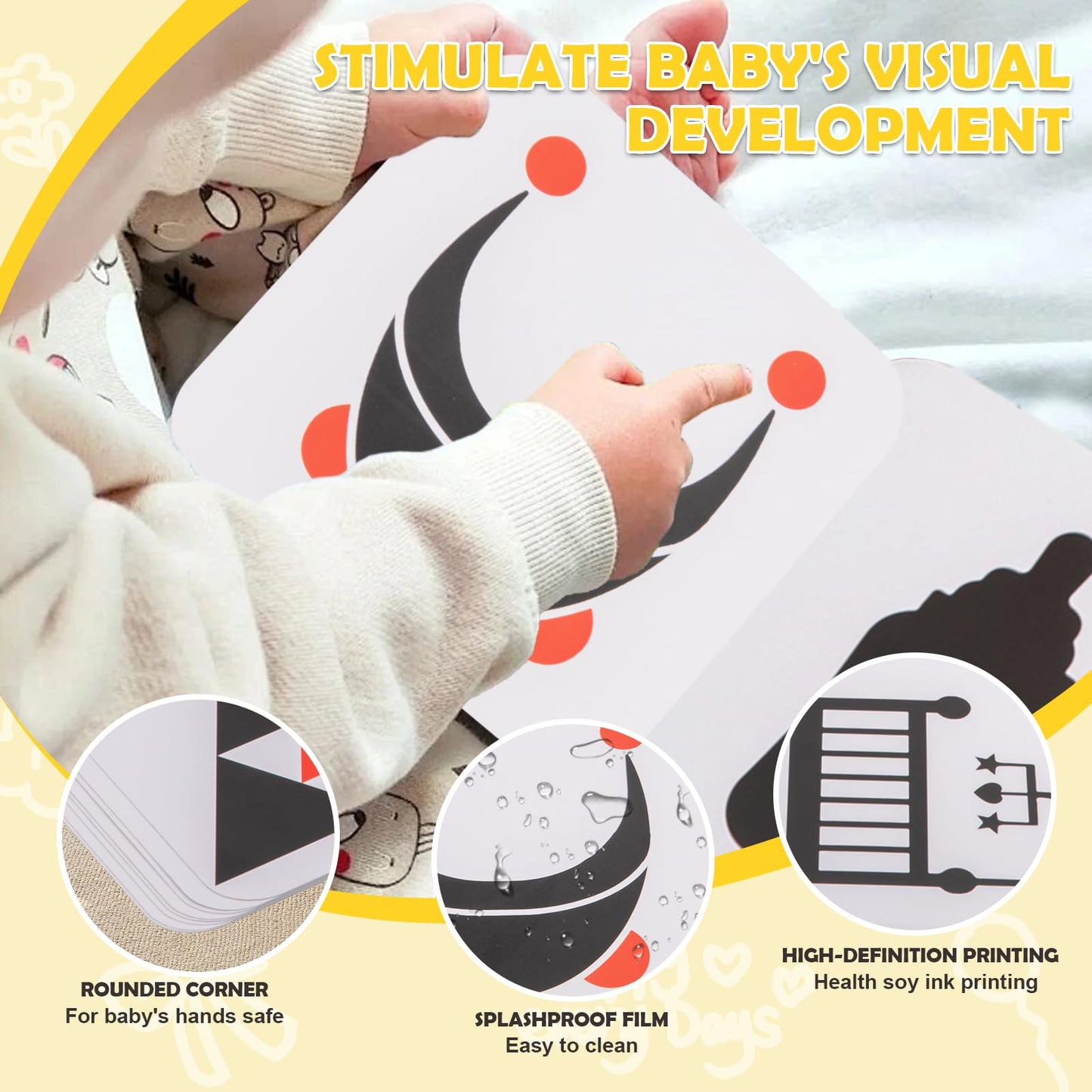 8 in 1 Montessori Toys for Babies 0-6 Month-Baby Tummy Time, Black White Card for Newborns,Rainmaker Rattle for Babies, Tissue Box,Spinning Drum,Ball with Bell-Baby Sensory Developmental Toys