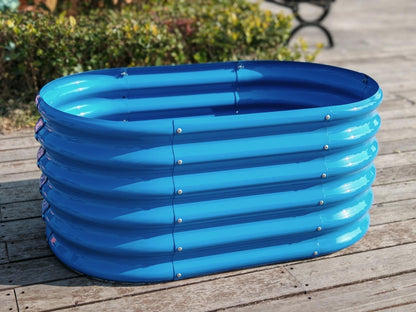 A ANLEOLIFE Kids Mini Raised Garden Beds Outdoor (3-Pack)-40x24x18in Oval Round Galvanized Metal Planter Box for Planting Vegetables, Flowers, Fruits, Eco-Safe & Easy Setup, Sky Blue