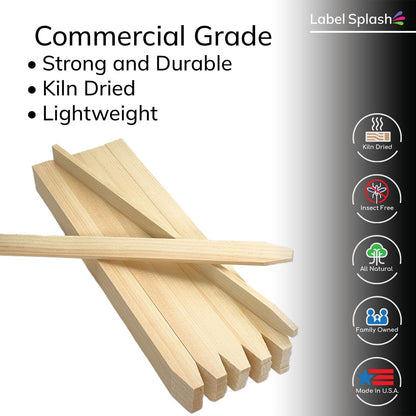 25 Pack 12" Wood Stakes for Garden Marking Survey Grading Paint Stirring Stick Model Building Shim Landscaping Plant Support and Crafts 12 Inch Made in THE USA by LABELSPLASH