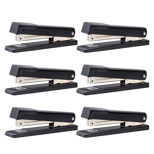 Bostitch Office Classic Metal Desktop Stapler, 20 Capacity, Dual Clinch, Opens for Tacking, Full-Strip, 6 Pack, Black