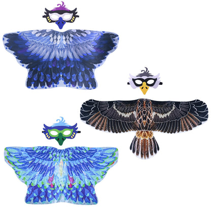 Creatoy Bird-Wings-Costume Kids Dress Up Wings for Play Boys Girls Eagle Owl Parrot Hawk Pretend Play Bird Party Supplies Halloween Favors