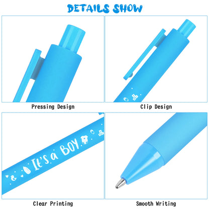 Aodaer 60 Pieces It's a Boy Baby Shower Ballpoint Pens, Retractable Gel Pen with Soft Grip, Comfortable Black Ink Pens for Boys Baby Shower Favors Party Guests Gifts