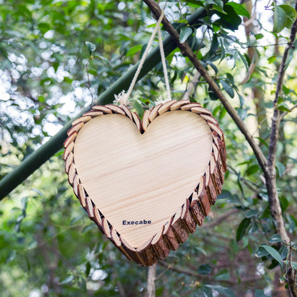 Mason Bee House, Heart-Shaped Wooden Bee House with Bamboo Tubes, Nesting Aid for Wild Bees, Natural Hanging Habitat for Pollinators, Increases Productivity in Your Garden, Brown