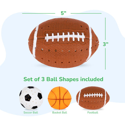 ArtCreativity Pool Toys for Toddlers 1-3, Splash Sports Balls Water Toys, 3 Different Athletic Water Ball Designs Include Football, Basketball & Soccer Ball, Spongy Pool & Bath Toys for Kids Ages 4-8