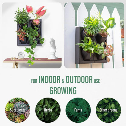 Inspiration Jungle Self Watering Wall Planter with 4 Pots - Easy to Create Indoor Living Wall for Home, Office and Shop Front - Includes Water Gauge (Black)