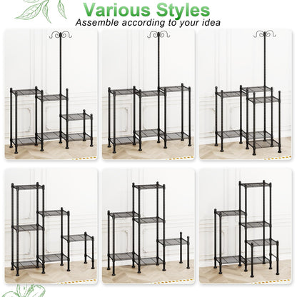 CYXPHION Plant Stand Indoor Outdoor, Heavy Duty Metal Waterproof 6 Tiered Plant Shelf for Multiple Flower Planter Holder Rack, Black - C6