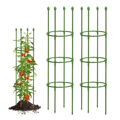 Breeze Touch Tomato Support Cages 2 Pack, Adjustable Tomato Trellis Up to 59 Inch for Garden & Pots, Small Plant Cages, Plant Support for Climbing Vegetables, Flowers, Beans, Cucumber, Peony