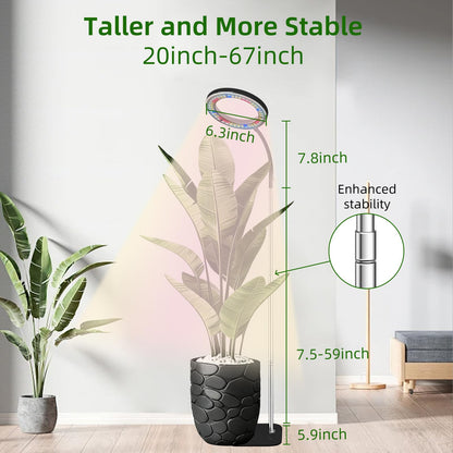 LCCYJYZY Full Spectrum LED Grow Light, 84 LEDs with 3 Color Modes, 67in Adjustable Gooseneck, 360° Rotating Head, Desktop Plant Light with Timer, 10 Brightness Levels, (Black)