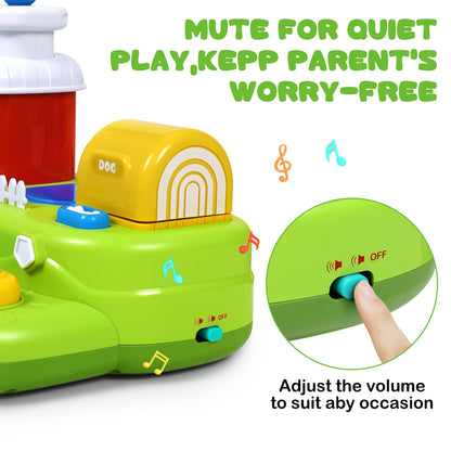 Vunrahsg Interactive Pop Farm Animal Up Toys with Music Sounds Montessori Cause and Effect for 1-3 Baby Boy Girl Early Educational Musical Baby Infant STEM Gift 12-18 Months Babies Birthday