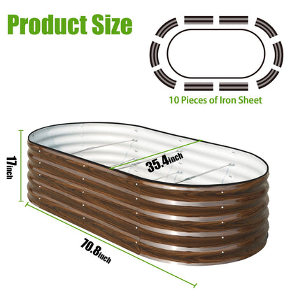 SnugNiture Galvanized Raised Garden Bed, 6x3x1.5ft Oval Metal Planter Box for Planting Outdoor Plants Vegetables
