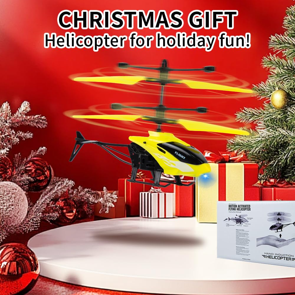 Remote Control Helicopter, Gesture Sensing Indoor Flying Helicopter Toys,RC Airplane for Teenages with 10Mins Flight, RC Helicopters for Kids with Light,Birthday Gifts for Boys and Girls (Yellow)