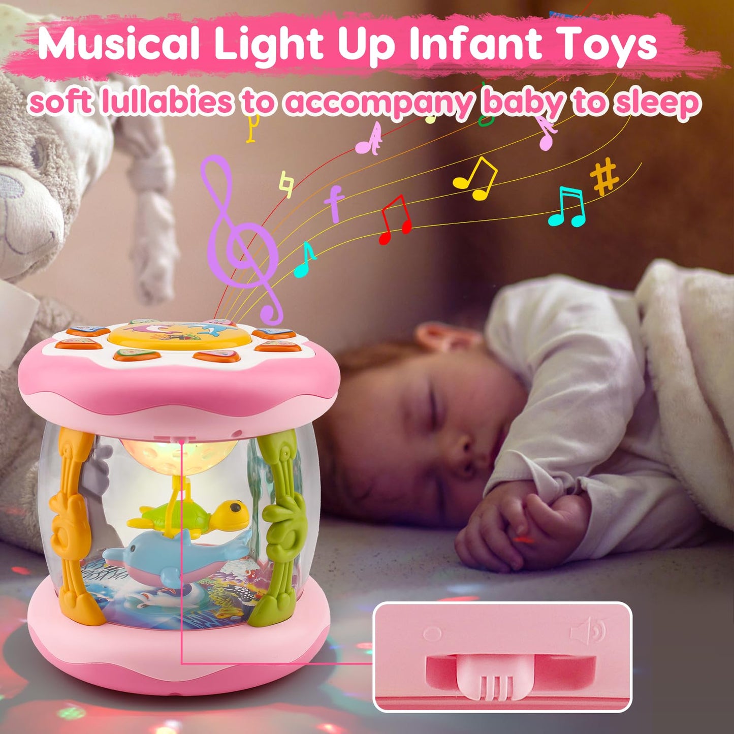 Baby Girl Toys 0-6 Months Ocean Projector Rotating Musical Light Up Tummy Time Toy Infant Aquarium 0-3 4 5 6 7 8 9 Months Crawling Toys Babies 6-12 Month Girl 1 Year Old Birthday Newborn Shower Gifts