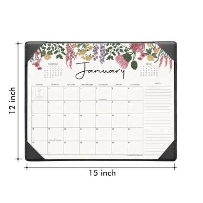 Cabbrix Desk Calendar 2026 with Desktop Mat, Desk Pad Calendar 15"x 12" From January 2026 to June 2027, Desk Calendar for Home Office and School, Easy Planning, Black