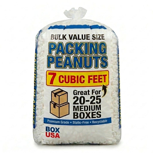 BOX USA 7NUTSW 7 Cubic Feet Loose Fill Packing Peanuts, White