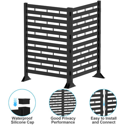 Fence Privacy Screen 12 Pack Plastic Fence Panels Decorative Garden Fence Animal Barrier Air Conditioner Trash Can Pool Equipment Enclosure for Backyard Patio Balcony Black