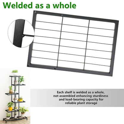 Metal Plant Stand, 6 Tier 12 Potted, Upgrade Multiple Plant Rack Shelf Organizer, Indoor Planter Display Shelving Unit for Patio Garden Corner Balcony Living Room