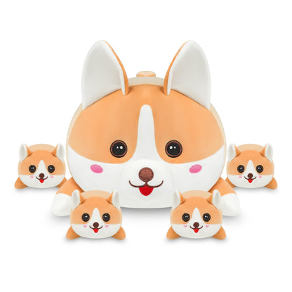 YIIQUWEN 17" Corgi Plush, Soft Stuffed Animal Dog Pillow Toy, Corgi Mommy with 4 Baby Puppy Family Set, Cute Birthday Gift for Kids Boys Girls