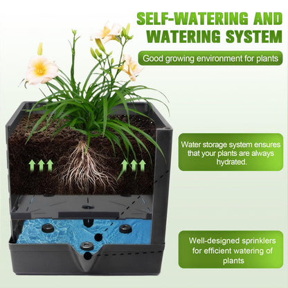 Raised Garden Bed with Trellis - Self-Watering Planter Box for Tomatoes, Vegetables & Flowers, Weather-Resistant for Patio & Greenhouse