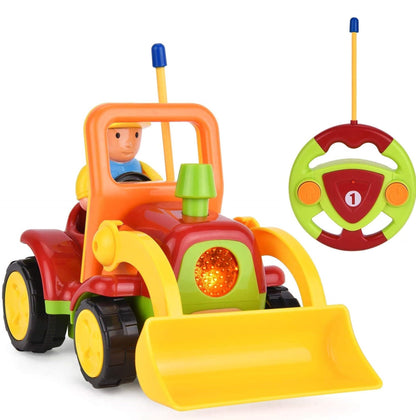 Haktoys Remote Control Bulldozer Toy for Toddlers – Easy RC Construction Tractor with Blade for Boys & Girls Ages 18 Months and Up | First Remote Control Vehicle for Kids