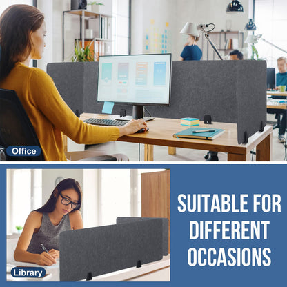 Yaomiao 3 Pcs Acoustic Desk Divider Soundproof Desk Privacy Panel Freestanding Desk Partitions Sound Absorbing for Students Office Reduce Noise Visual Distractions (47.3 x 16", 24 x 16", Dark Gray)